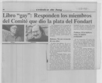Libro "gay", responden los miembros del Comité que dio la plata del Fondart