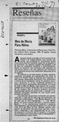 Mes de María para niños  [artículo] Hermógenes Pérez de Arce.