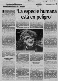 "La especie humana está en peligro"  [artículo] Pedro Fernández.