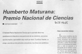 Humberto Maturana, Premio Nacional de Ciencias  [artículo] Gustavo Hoecker.