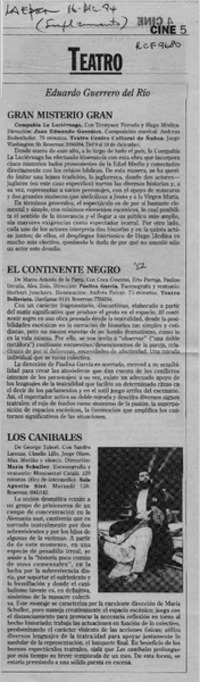 Teatro  [artículo] Eduardo Guerrero del Río.