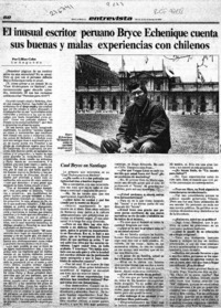 El inusual escritor peruano Bryce Echenique cuenta sus buenas y malas experiencias con chilenos  [artículo] Calm, Lillian.