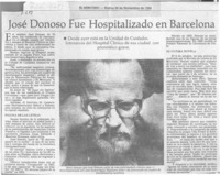 José Donoso fue hospitalizado en Barcelona  [artículo].
