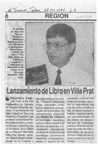 Lanzamiento de libro en Villa Prat  [artículo].
