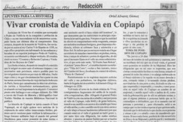 Vivar cronista de Valdivia en Copiapó  [artículo] Oriel Alvarez Gómez.
