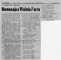 Homenaje a Violeta Parra  [artículo].