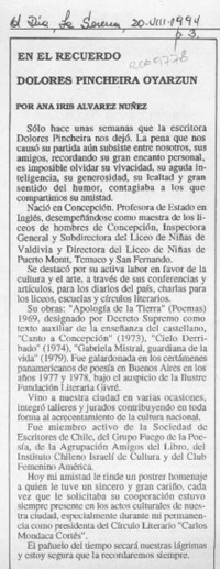 En el recuerdo Dolores Pincheira Oyarzún
