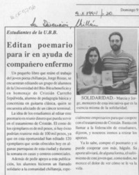 Editan poemario para ir en ayuda de compañero enfermo  [artículo].