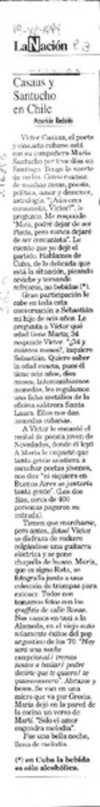 Casaus y Santucho en Chile  [artículo] Mauricio Redolés.