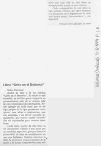 Libro "Grito en el desierto"  [artículo] Manuel Cortez Hidalgo.