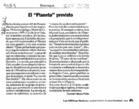El "Planeta" previsto  [artículo] Carmen Valeska Müller.