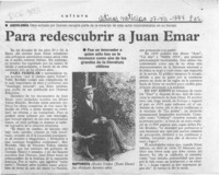 Para redescubrir a Juan Emar  [artículo].