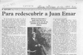 Para redescubrir a Juan Emar  [artículo].