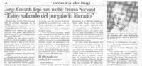 "Estoy saliendo del purgatorio literario"