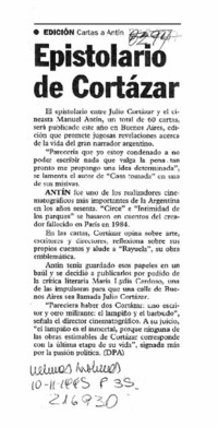 Epistolario de Cortázar  [artículo].