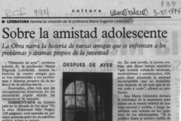 Sobre la amistad adolescente  [artículo].