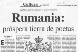 Rumania, próspera tierra de poetas  [artículo] Dorel Philipescu.