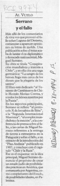 Serrano y el fallo  [artículo].