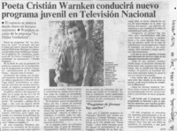 Poeta Cristián Warken conducirá nuevo programa juvenil en Televisión Nacional