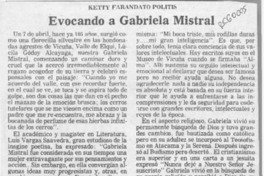 Evocando a Gabriela Mistral  [artículo] Ketty Farandato Politis.