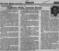 Guillermo Matta, eminente literato  [artículo] Oriel Alvarez Gómez.