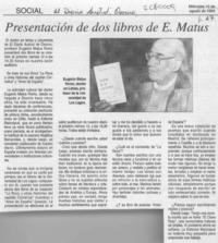Presentación de dos libros de E. Matus  [artículo].