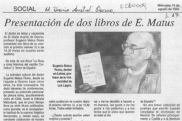 Presentación de dos libros de E. Matus  [artículo].