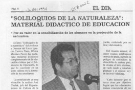 "Soliloquios de la naturaleza", material didáctico de educación  [artículo].