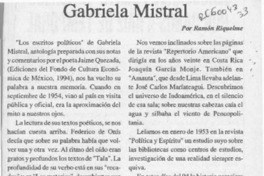 Gabriela Mistral  [artículo] Ramón Riquelme.