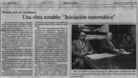 Una Obra notable, "Iniciación matemática".  [artículo]
