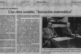 Una Obra notable, "Iniciación matemática".  [artículo]