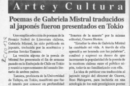 Poemas de Gariela Mistral traducidos al japonés fueron presentados en Tokio  [artículo].