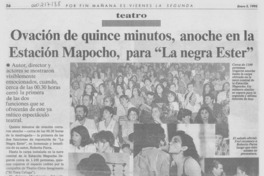 Ovación de quince minutos, anoche en la Estación Mapocho, para "La negra Ester"