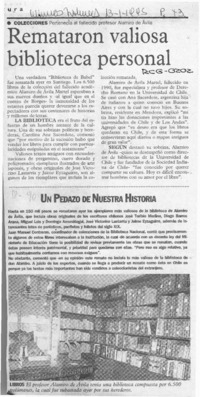 Remataron valiosa biblioteca personal  [artículo].