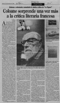 Coloane sorprende una vez más a la crítica francesa  [artículo].
