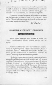 Una novela de los vivos y los muertos  [artículo] Juan Pablo Sutherland.