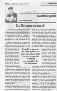 Con Neruda en una escuela  [artículo] Marino Muñoz Lagos.