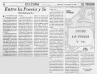 Entre la poesía y yo  [artículo] Ency Hernández Caballero.