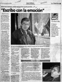 "Escribo con la emoción"  [artículo] Patricia Bravo.