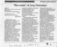 "Bien común", de Jorge Montealegre  [artículo] Eduardo Llanos Melussa.