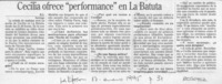Cecilia ofrece "performance" en La Batuta  [artículo] R. L.