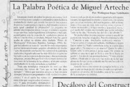 La palabra poética de Miguel Arteche  [artículo] Wellington Rojas Valdebenito.
