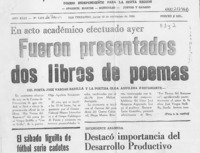 Fueron presentados dos libros de poemas  [artículo].