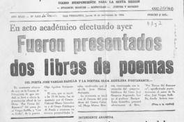 Fueron presentados dos libros de poemas  [artículo].