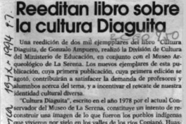 Reeditan libro sobre cultura Diaguita  [artículo].
