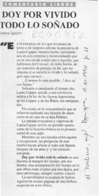 Doy por vivido todo lo soñado  [artículo]Isidora Aguirre.