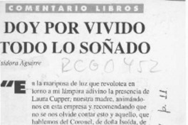 Doy por vivido todo lo soñado  [artículo]Isidora Aguirre.