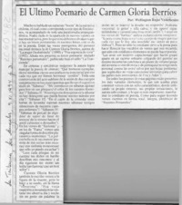 El último poemario de Carmen Gloria Berríos