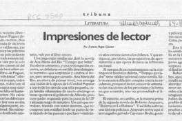 Impresiones de lector  [artículo] Antonio Rojas Gómez.