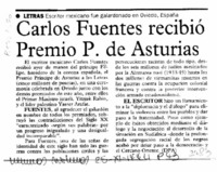 Carlos Fuentes recibió Premio P. de Asturias  [artículo].